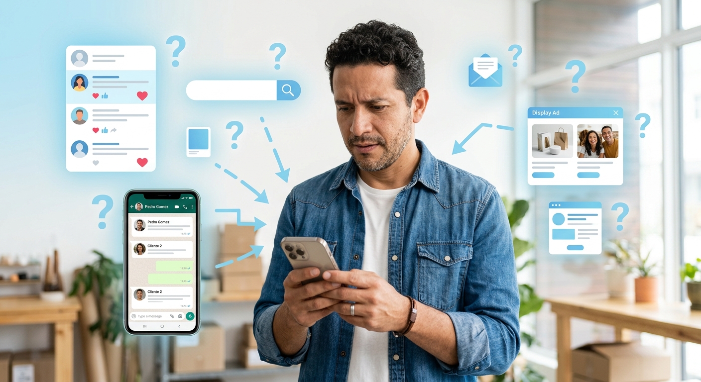 Persona analizando datos de marketing en un gráfico para tomar decisiones de negocio inteligentes.